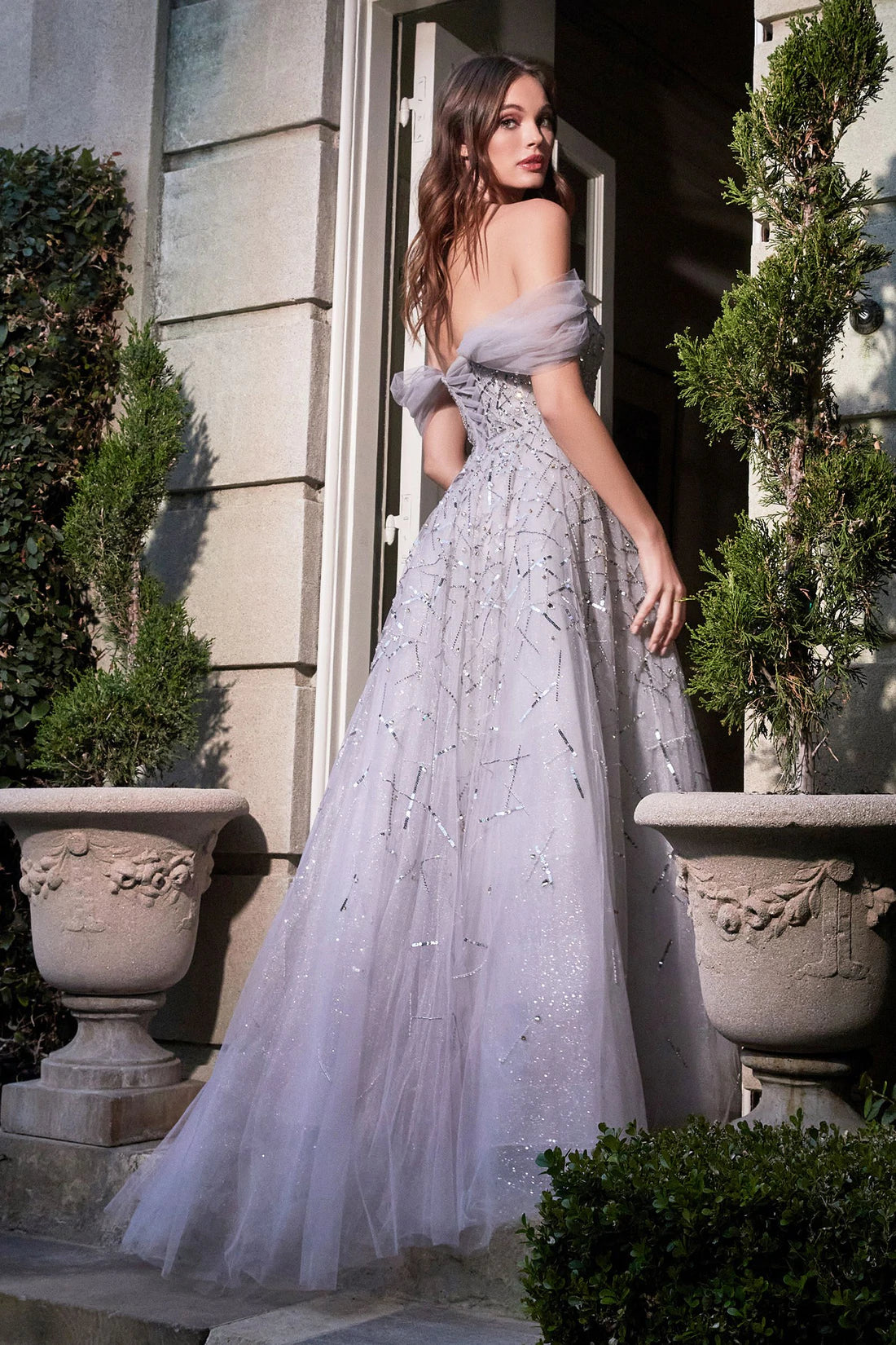 formal silver dress